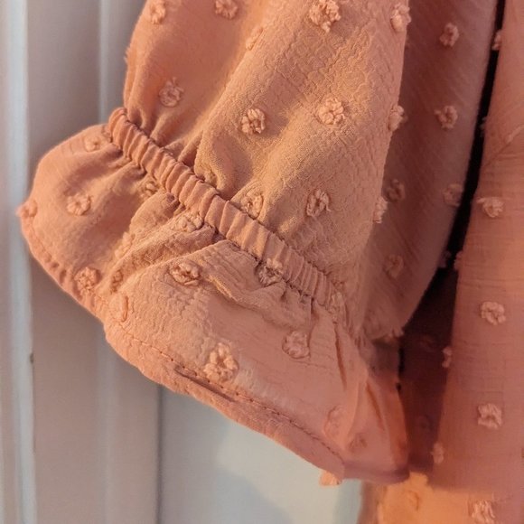 NWT Gibsonlook Short Sleeve Swiss Dot Full Placket Blouse, Mauve, Large - Picture 5 of 12